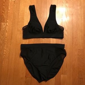 Time and Tru Black Bikini with Sheer Side Panels